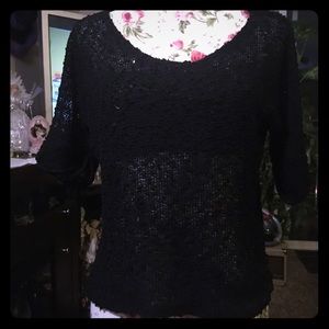 Black See through Sequin Top